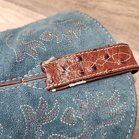 Ariat Baby Fat Ostrich Western Boots, Brown/Teal, 7B - Picture 8 of 11